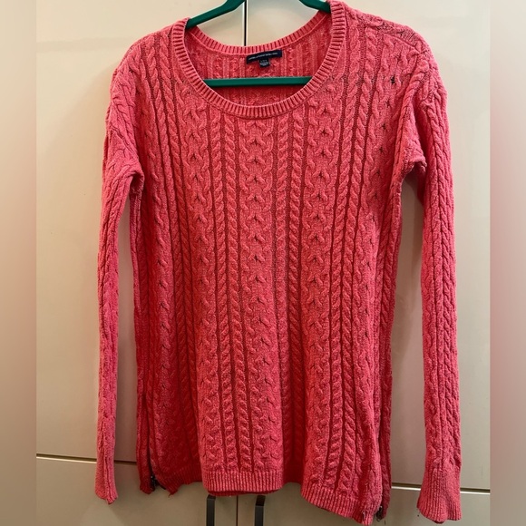 American Eagle Outfitters Coral Crew Neck Cable Knit Sweater L/ G Better For M - Picture 1 of 8